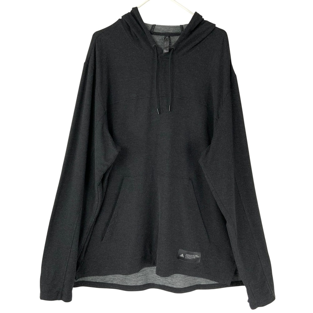 Adidas Charcoal Heather Pullover Hoodie 2XL Long Sleeve Kangaroo Pocket Logo